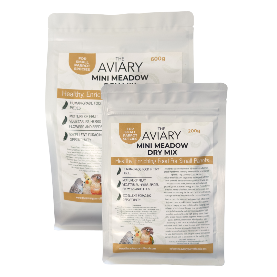 Mini Meadow Dry Mix - Healthy Food for Budgies, Cockatiels, Conures & Small Parrots - The Aviary Parrot Food