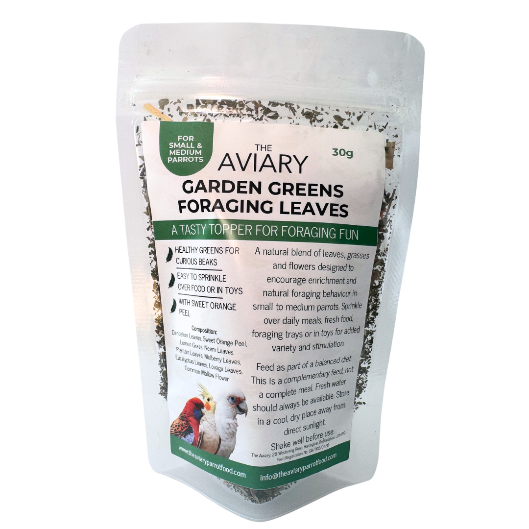 Garden Greens Foraging Leaves - Healthy Foraging Topper For Small Parrots - The Aviary Parrot Food
