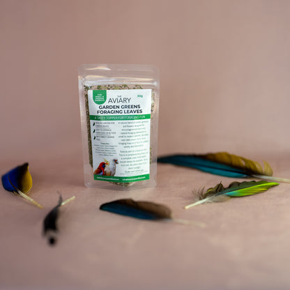 Grasses, leaves and flowers with orange peel grass and healthy topper for small parrots healthy topper