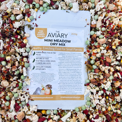 Mini Meadow Dry Mix - Healthy Food for Budgies, Cockatiels, Conures & Small Parrots - The Aviary Parrot Food