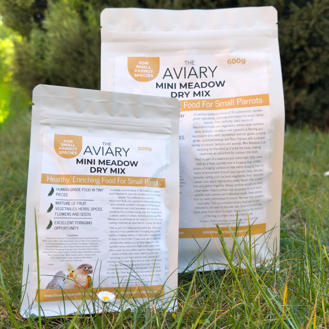 Mini Meadow Dry Mix - Healthy Food for Budgies, Cockatiels, Conures & Small Parrots - The Aviary Parrot Food